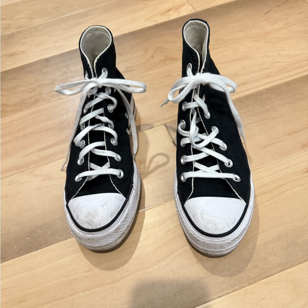 Stylish Black and White High-Top Sneakers
